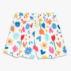 These breezy shorts were made for staying cool on the hottest of days, whether that’s on the beach or in front of an AC. Lightweight and breathable, in the brightest, happiest print we ever did see (that was handmade with block stamps by our in-house print designer, Rachel!). Fabric: 100% cotton gauze; made with 3 laye Rainbow Blocks, Rainbow Garden, House Print, White Rainbow, Beach Shorts, Stay Cool, Garden Party, Block Print, The Beach