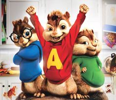 three cartoon chipmuns are hugging each other