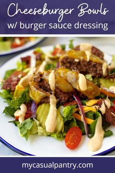 close up of cheeseburger salad bowl. Cheeseburger Bowls, Burger Fixings, Cheeseburger Bowl, Deli Style Sandwiches, Cheeseburger Salad, Toppings Bar, Burger Salad, Low Carb Burger