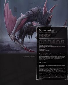 an image of a demonic creature in the middle of a page with information about it