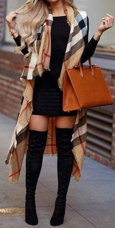 Dressy Fall Outfits, Thigh High Boots Outfit, Autumn Fashion Women Fall Outfits, Cute Fall Outfits, Looks Chic, Fall Fashion Outfits, Casual Fall Outfits, Autumn Fashion Women, Winter Fashion Outfits