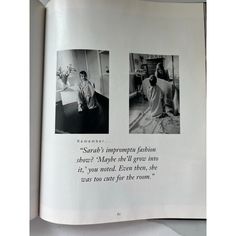 an open book with two pictures of people