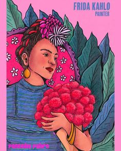 a painting of a woman holding raspberries in her hands