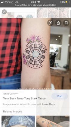 an instagram page with tattoos on the left arm and in the middle one is a tattoo design