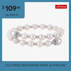 This coil bracelet alternates cultured freshwater pearls and sterling silver brilliance beads for a luxurious look with easy on/easy off styling.Pearl Color: WhitePearl Sizes: 6-6½mm round and 8-9mm ricePearl Type: Cultured Freshwater PearlsChain Length: 8 InchChain Construction: BeadCare: Wipe CleanBirthstone: June BirthstoneBracelet Type: Strand BraceletsMetal: Sterling SilverCountry of Origin: Imported Beaded Bracelets, Bracelets Beaded, Coil Bracelet, Pearl Sterling Silver, Pearl Color, Fresh Water, Freshwater Pearls, Bracelet, Sterling Silver