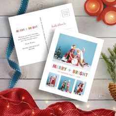 Photo Collage Christmas Merry and Bright Holiday Postcard Christmas Cards, Collage, Christmas Merry And Bright, Collage Christmas, Holiday Postcard, Bright Christmas, Christmas Merry, Merry And Bright, Photo Collage