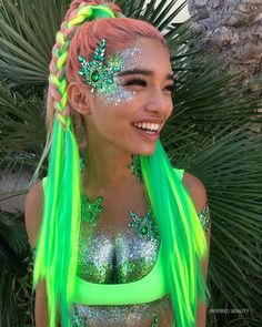 Coachella Makeup, Neon Makeup, Festival Outfits Rave, Rave Makeup, Outfits Rave