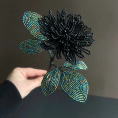 French Beaded Flower Black Dahlia Flower Artificial Flower - Etsy Sweden Black Dahlia Flower, Dark Dahlia, Blue Apartment, French Beading, Seed Bead Art, Centerpiece Home, Bead Flowers, Flowers Dark, Beaded Flowers Patterns