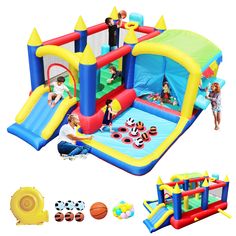 7 In 1 Inflatable Bounce House Ball Pit For Birthday Party, Indoor Bounce House, Kids Ball Pit, Play Structures, Inflatable Bounce House, Bouncy House, Inflatable Bouncers, Inflatable Slide, Bouncy Castle