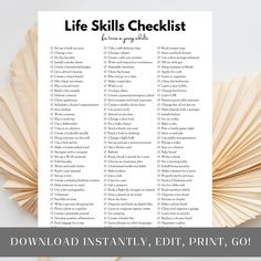 the printable life skills checklist is displayed on top of a table