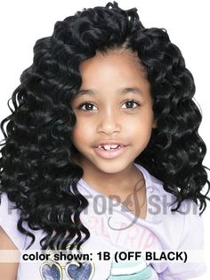 Afri Naptural Kids Crochet Aruba Soft Deep Braid. The product is made of Toyokalon fiber. Color shown is 1B (off black). The Aruba braid is about 12 inches long. It is medium length wavy style. Super light with volume. Finger friendly. Manufactured by Mane Concept. Outre Hair, Short Bob Cuts, Wavy Style, Kids Crochet, Crochet Braid, Curl Styles, Black Crochet, Crochet Braids, Elegant Hairstyles