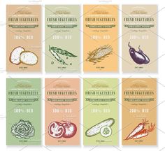 vegetable labels with different types of vegetables