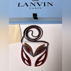 New In Box Lanvin Leather Mask Pouch Rare And Authentic Item From The Runway Unisex Can Be Worn Around Neck, On Shoulder Or Around Waist 3.5” X 3” 18” Strap Drop Comes With Original Box And Dust Bag Makes A Great Holiday Gift Would Be Happy To Answer Questions You May Have About This Item Mask Pouch, Infinity Wrap, Animal Mask, Leather Mask, Velvet Clothes, Animal Masks, Wayfarer Sunglasses, Gold Silk, Patterned Scarves