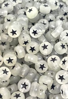 many white and black beads with stars on them