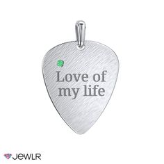 This guitar pick pendant is a modern piece to express yourself, or the perfect gift for a friend or loved one. Personalize with your choice of gemstone and an engraved name, significant date, or meaningful message. This individual pendant fits a selection of our men's chains or one of your own. Create yours in sterling silver, white, or yellow gold. Boyfriend Gifts, Mens Engagement, Men Gifts, Gift For A Friend, Meaningful Messages, For Sale Sign, Chains For Men, Gift Collections, Guitar Pick