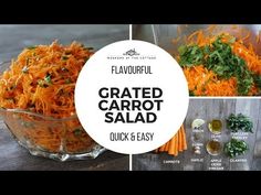 carrot salad in a glass bowl with ingredients to make it look like shredded carrots