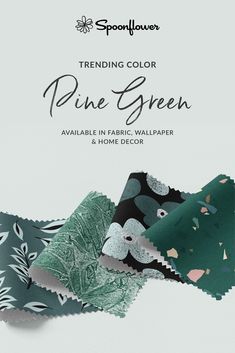 the cover of trending color pine green available in fabric wallpaper and home decor