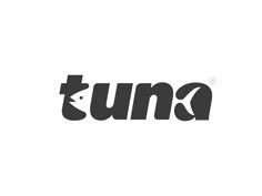 the word tuna written in black on a white background