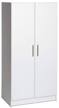 a tall white cabinet with two doors