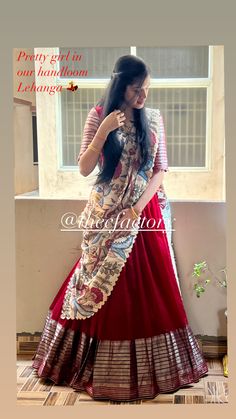 Latest Model Lehenga Designs, New Gown Designs 2022 Latest, Latest Langa Blouse Designs, Latest Langa Voni Models, Kalamkari Voni Half Saree, Half Saree Lehenga Kalamkari, Mangalgiri Pattu Dresses Designs, Half Saree Designs Kalamkari, Mangalgiri Pattu Long Frocks