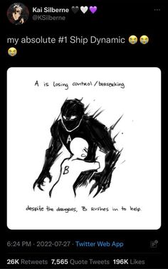 a tweet with an image of a gorilla on it's back and the caption that reads, my absolute ship dynamic