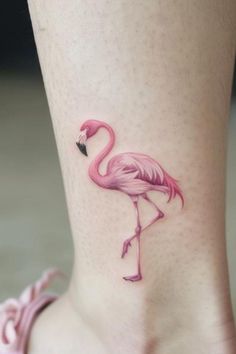 ankle tattoo designs Flamingo Tattoo Meaning, Small Flamingo Tattoo, Feminine Ankle Tattoos, Tattoo Flamingo, Feminine Arm Tattoos, Vintage Floral Tattoos, Feminine Thigh Tattoos, Small Feminine Tattoos, Cute Ankle Tattoos