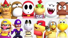 the super mario bros characters are all wearing different hats and costumes for their respective roles