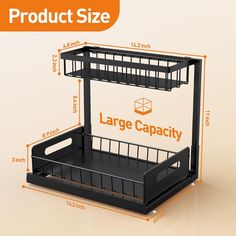 the large capacity shelf is shown with measurements