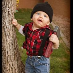 Funny Toddler Halloween Costumes, Lumberjack Costume, First Halloween Costumes, Lumberjack Baby, Baby Boy Halloween