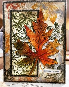 an autumn card with leaves on it