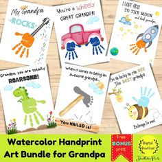 watercolor handprint art bundle for grandpa