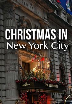 christmas in new york city with text overlay