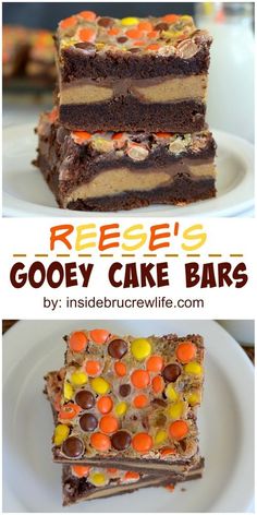 reese's gooey cake bars with candy on top