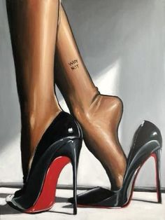 a painting of a pair of high heeled shoes with the word jimmy not written on them