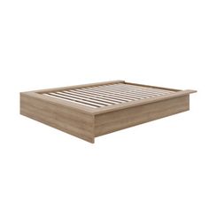 the bed frame is made from wood and has no headboard or foot board on it