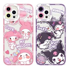 two phone cases with cartoon characters on them