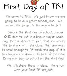 the first day of k is for school and it's important to students that they are