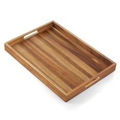 a wooden tray with handles on it