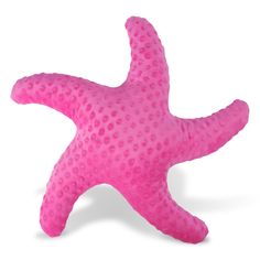 a pink starfish toy on a white background