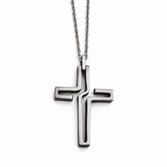 Stainless Steel Brushed Antiqued Cross Necklace Gunmetal Cross Necklace Gift, Christian Jewellery, Crystal Horn, Horn Pendant Necklace, Mens Cross Necklace, 20 Inch Necklace, Cross Necklaces, Silver Cross Necklace, Ring Making