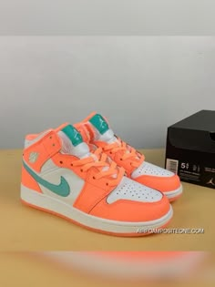 Air Jordan 1 Orange, Jordan 1 Orange, Orange Ice Cream, Air Jordan 1 Mid Gs, Outlet Nike, New Year Deals