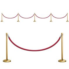 a red rope barrier with gold poles and ropes