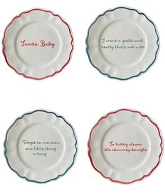 three plates with different sayings on them