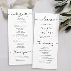 Modern simple elegant script wedding program Template Wedding Program Examples, Script Typography Design, Wedding Ceremony Programs Template, Modern Wedding Program, Ceremony Program Template, Elegant Wedding Programs, Rustic Wedding Programs, Unique Wedding Programs, Simple Elegant Wedding