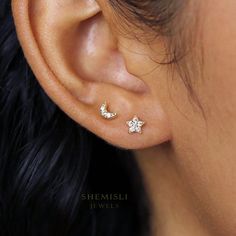 ❤ More styles at www.etsy.com/shop/shemisli ❤ Order $35 USD to get free standard shipping Dainty earrings. A perfect gift for birthday, anniversary, bridesmaids, graduation, friendship, sisters. ♡ Sold as a pair  ♡ Star and moon measure 5mm ♡ Available in thick 14k gold plated or rhodium plated over solid 925 sterling silver. ■ Gift box ■ To reduce unnecessary packing and save trees, each order comes with one gift box only. If you wish to box each jewelry separately, be sure to request in the note to us. 5 Pointed Star, Moon Earrings Studs, Save Trees, Celestial Earrings, Moon And Star Earrings, Star And Moon, Mehndi Designs For Beginners, Moon Studs, Mini Studs