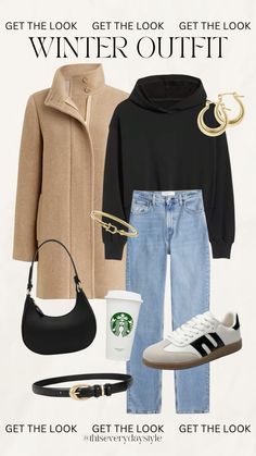 Black hoodie, camel coat, white sneakers, gold accessories, black purse, black belt, casual winter outfit, winter ootd, winter outfit, medium wash jeans, petite outfit, winter style, casual winter style, brown winter coat, casual ootd, holiday outfit, christmas outfit Brown Winter Coat, Winter Ootd, Jeans Petite, Casual Ootd, Ootd Winter, Outfit Christmas, Coat White, Black Purse, Holiday Outfit