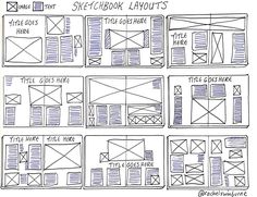 the sketchbook layouts for different web pages