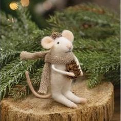 Felted Mouse w/Beige Scarf Christmas Ornament Walnut Craft, Acorn Hat, Mouse Ornaments, Felt Mice, Christmas Mice, Felted Mouse, Flameless Tea Lights, Beige Scarf, Felt Creations