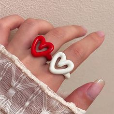 Size: Adjustable Y2k Heart, Air Dry Clay Projects, Chunky Ring, Hollow Heart, Chunky Rings, Fitted Top, Trendy Style, Dry Clay, Big Heart