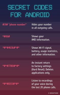 the secret code for an android phone number is shown in this screenshote screen